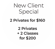 Introductory Special for New Clients: 2 Privates for $160 and 2 Privates + 2 Classes for $200